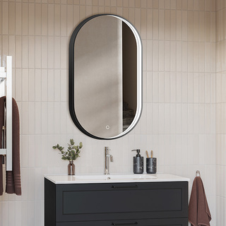 Bathroom Mirror Sken Oval Led 500X900 With Light Black