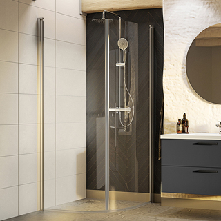 Shower Corner Nejd 80X80 Round Clear Glass Mat Aluminium