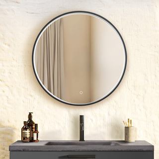 Bathroom Mirror Sken Round Led 700 With Light Black