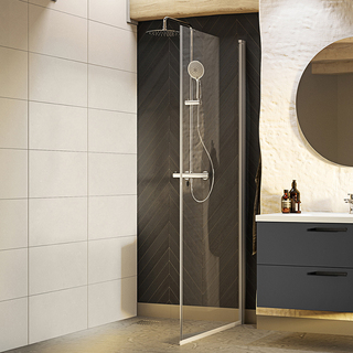 Shower Door Nejd Straight 90 Clear Glass Mat Aluminium