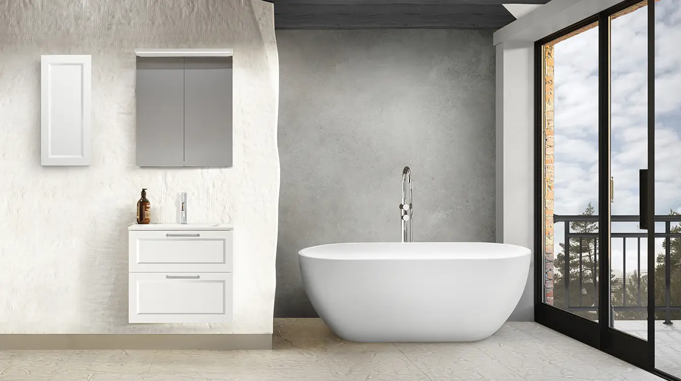 Bathroom furniture Westerbergs Nejd white with Samla mirror cabinet