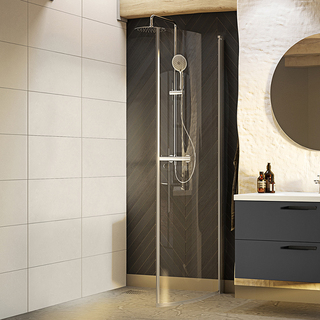 Shower Door Nejd Bend 80 Clear Glass Mat Aluminium