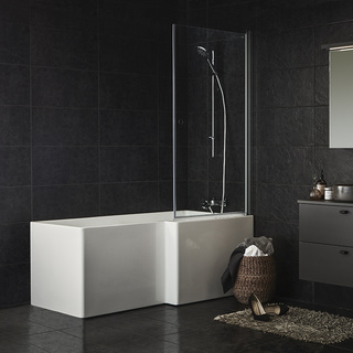 Bathtub Wall Nejd 80X150 Clear Glass Mat Aluminium