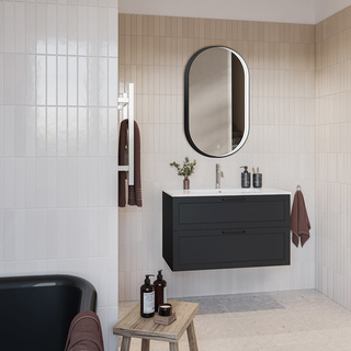 Bathroom Mirror Sken Oval Led 500X900 With Light Black