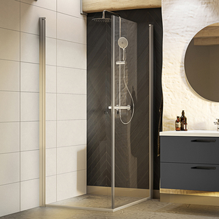 Shower Corner Nejd 80X90 Straight Clear Glass Mat Aluminium