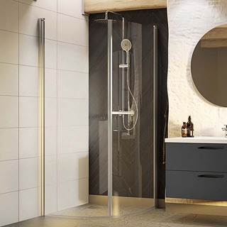 Shower Corner Nejd 80X80 Round Clear Glass Mat Aluminium