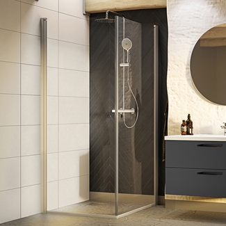 SHOWER CORNER NEJD 90X90 STRAIGHT CLEAR GLASS MAT ALUMINIUM