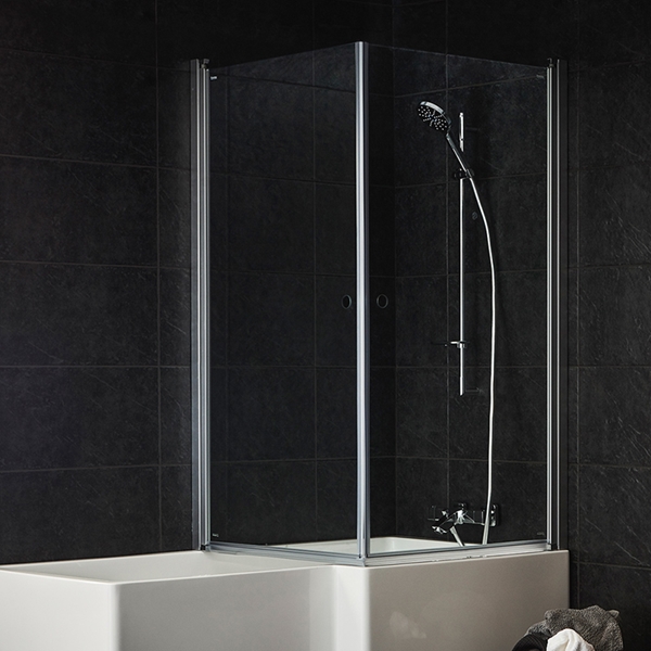 BATHTUB WALL NEJD CORNER 80X80 CLEAR GLASS MAT ALUMINIUM